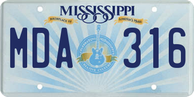 MS license plate MDA316