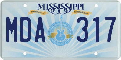 MS license plate MDA317
