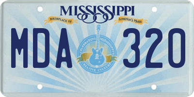 MS license plate MDA320