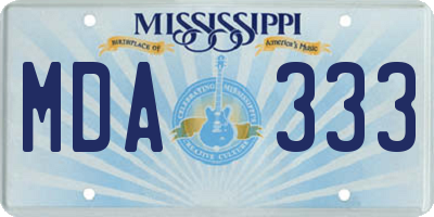 MS license plate MDA333