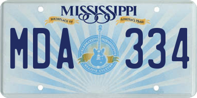 MS license plate MDA334