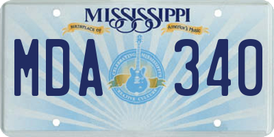 MS license plate MDA340