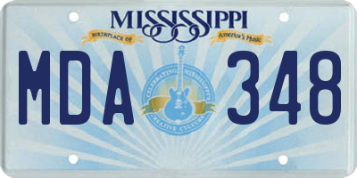MS license plate MDA348