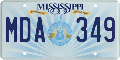 MS license plate MDA349