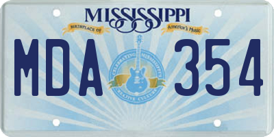 MS license plate MDA354