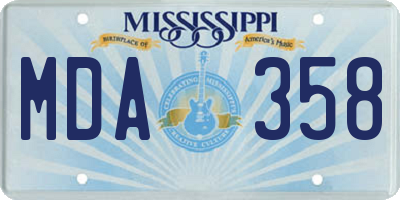 MS license plate MDA358