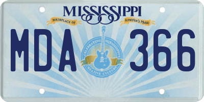 MS license plate MDA366