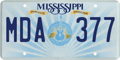 MS license plate MDA377
