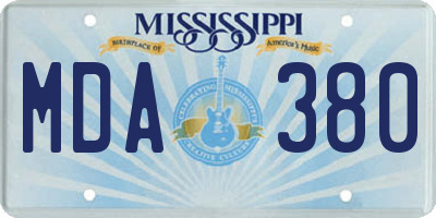 MS license plate MDA380