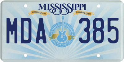MS license plate MDA385
