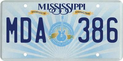 MS license plate MDA386