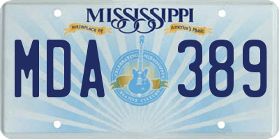MS license plate MDA389