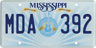 MS license plate MDA392