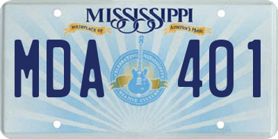 MS license plate MDA401