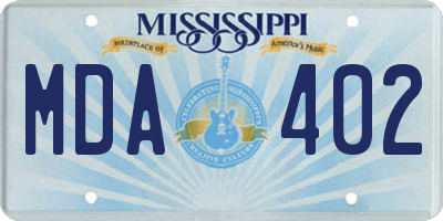 MS license plate MDA402