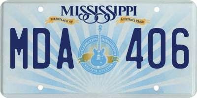 MS license plate MDA406