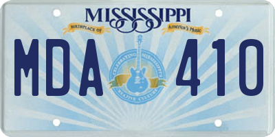 MS license plate MDA410