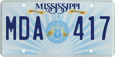 MS license plate MDA417