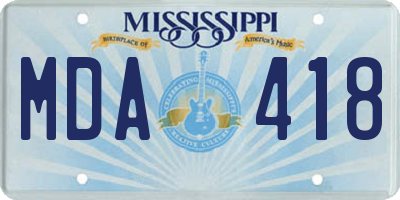 MS license plate MDA418