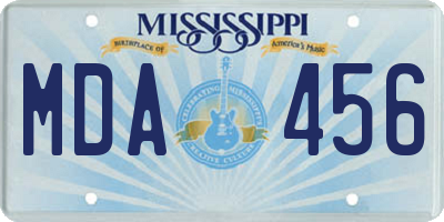 MS license plate MDA456