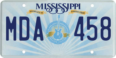 MS license plate MDA458