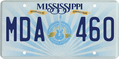 MS license plate MDA460