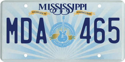 MS license plate MDA465