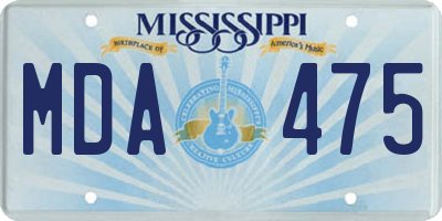 MS license plate MDA475