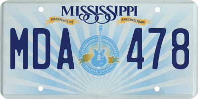 MS license plate MDA478