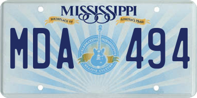 MS license plate MDA494