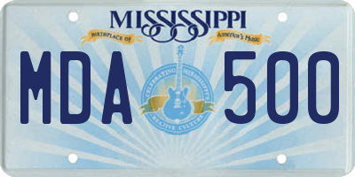 MS license plate MDA500