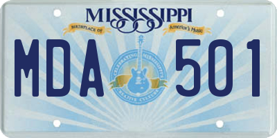 MS license plate MDA501