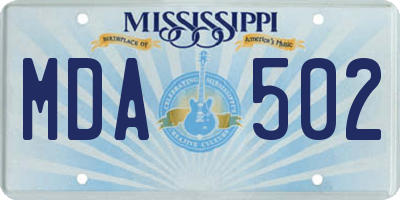 MS license plate MDA502