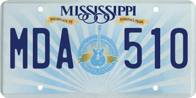 MS license plate MDA510