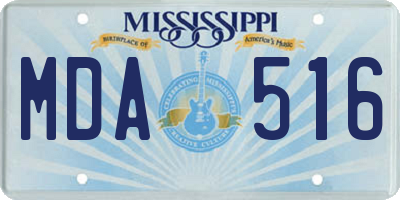 MS license plate MDA516