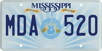 MS license plate MDA520