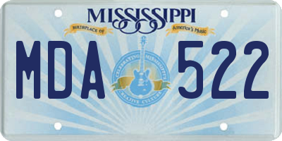 MS license plate MDA522