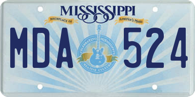 MS license plate MDA524