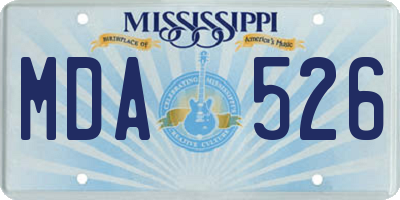 MS license plate MDA526