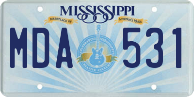 MS license plate MDA531