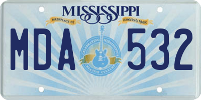 MS license plate MDA532