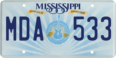 MS license plate MDA533