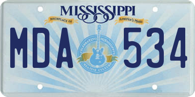 MS license plate MDA534
