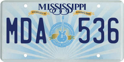 MS license plate MDA536