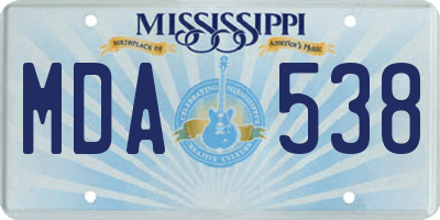 MS license plate MDA538