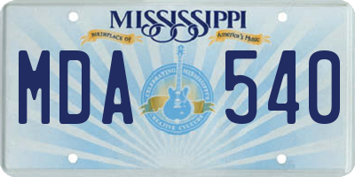 MS license plate MDA540