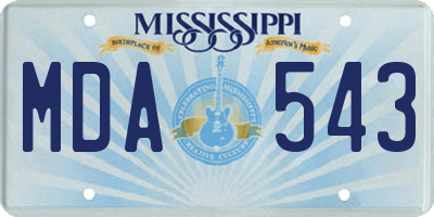 MS license plate MDA543