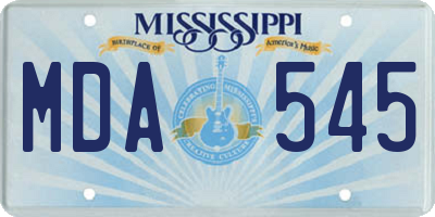 MS license plate MDA545