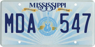 MS license plate MDA547