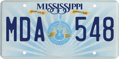 MS license plate MDA548